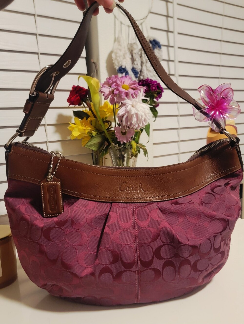 Gorgeous Pinky Burgundy Coach Hobo Bag Amazing Condition!!!!!